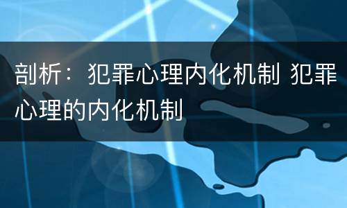 剖析：犯罪心理内化机制 犯罪心理的内化机制