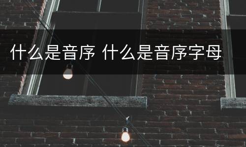 什么是音序 什么是音序字母