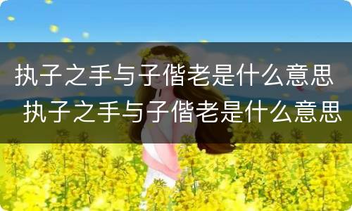 执子之手与子偕老是什么意思 执子之手与子偕老是什么意思啊怎么读