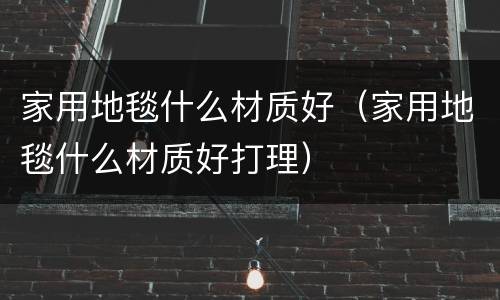 家用地毯什么材质好（家用地毯什么材质好打理）
