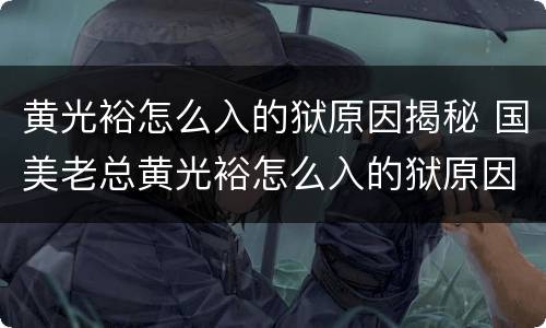 黄光裕怎么入的狱原因揭秘 国美老总黄光裕怎么入的狱原因揭秘