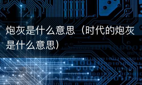 炮灰是什么意思（时代的炮灰是什么意思）