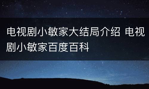 电视剧小敏家大结局介绍 电视剧小敏家百度百科