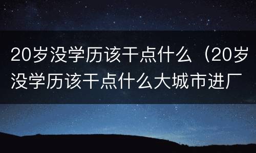 20岁没学历该干点什么（20岁没学历该干点什么大城市进厂）