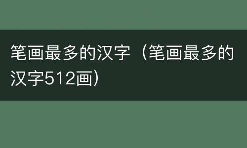 笔画最多的汉字（笔画最多的汉字512画）