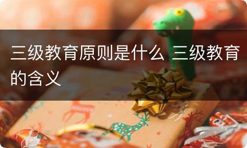三级教育原则是什么 三级教育的含义