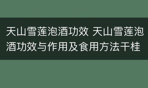 天山雪莲泡酒功效 天山雪莲泡酒功效与作用及食用方法干桂圆