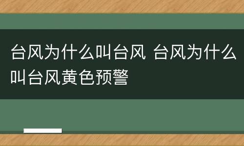 台风为什么叫台风 台风为什么叫台风黄色预警