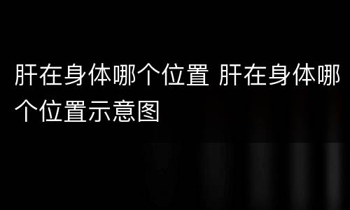 肝在身体哪个位置 肝在身体哪个位置示意图