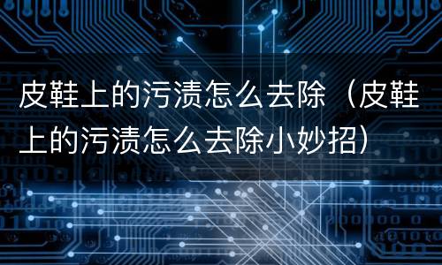 皮鞋上的污渍怎么去除（皮鞋上的污渍怎么去除小妙招）