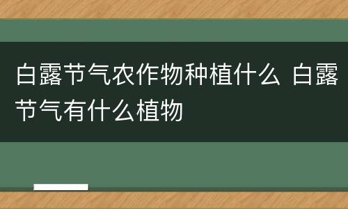 白露节气农作物种植什么 白露节气有什么植物