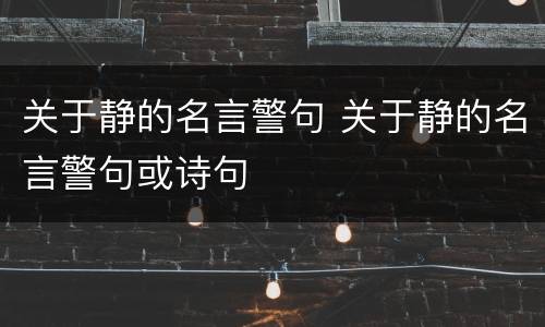 关于静的名言警句 关于静的名言警句或诗句