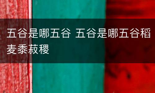 五谷是哪五谷 五谷是哪五谷稻麦黍菽稷