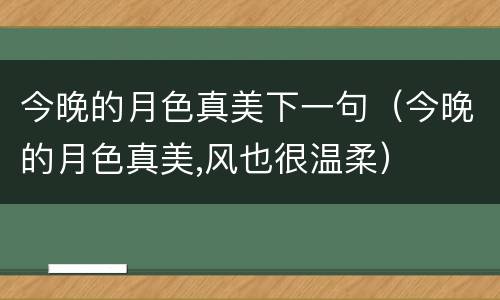 今晚的月色真美下一句（今晚的月色真美,风也很温柔）