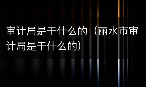 审计局是干什么的（丽水市审计局是干什么的）