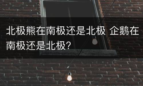 北极熊在南极还是北极 企鹅在南极还是北极?