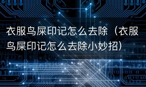 衣服鸟屎印记怎么去除（衣服鸟屎印记怎么去除小妙招）