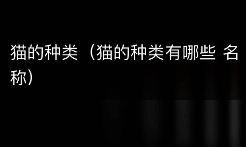 猫的种类（猫的种类有哪些 名称）
