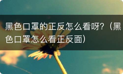 黑色口罩的正反怎么看呀?（黑色口罩怎么看正反面）