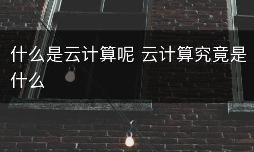 什么是云计算呢 云计算究竟是什么