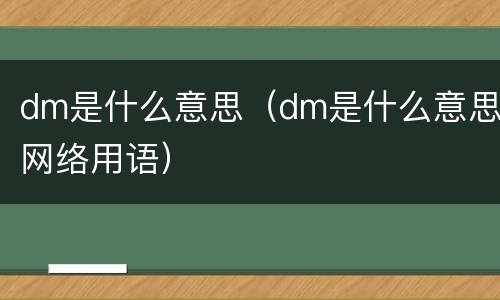 dm是什么意思（dm是什么意思网络用语）