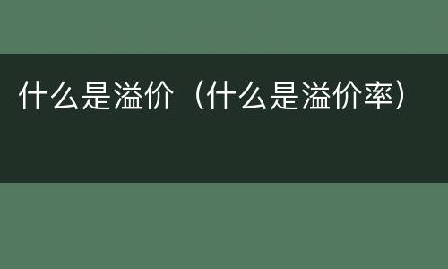 什么是溢价（什么是溢价率）