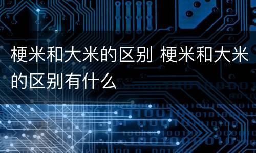 梗米和大米的区别 梗米和大米的区别有什么