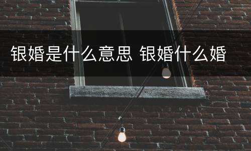 银婚是什么意思 银婚什么婚