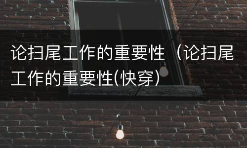 论扫尾工作的重要性（论扫尾工作的重要性(快穿）