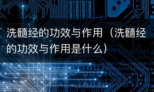 洗髓经的功效与作用（洗髓经的功效与作用是什么）