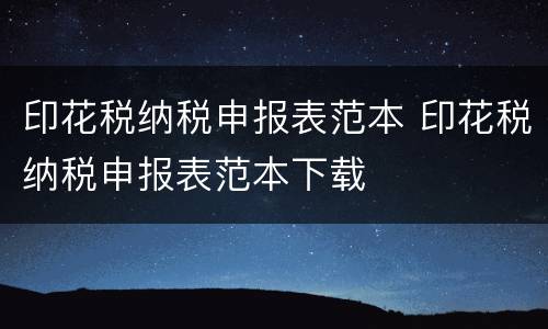 印花税纳税申报表范本 印花税纳税申报表范本下载
