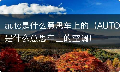 auto是什么意思车上的（AUTO是什么意思车上的空调）