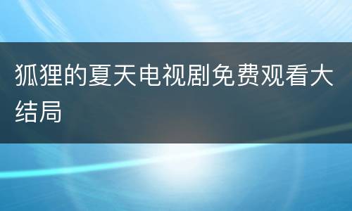 狐狸的夏天电视剧免费观看大结局