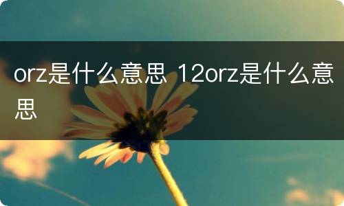 orz是什么意思 12orz是什么意思