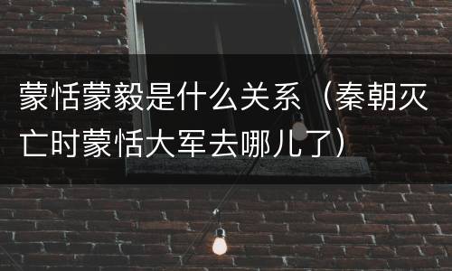 蒙恬蒙毅是什么关系（秦朝灭亡时蒙恬大军去哪儿了）