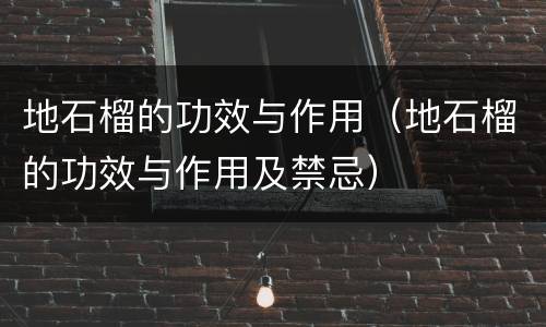 地石榴的功效与作用（地石榴的功效与作用及禁忌）