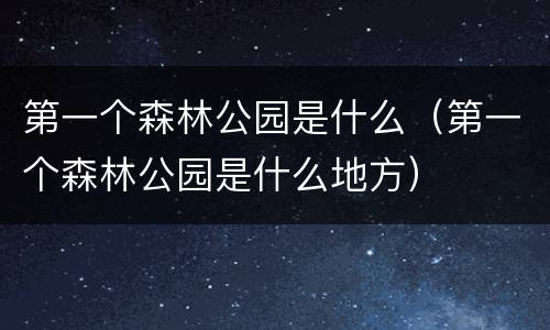 第一个森林公园是什么（第一个森林公园是什么地方）