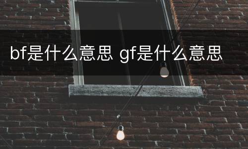 bf是什么意思 gf是什么意思