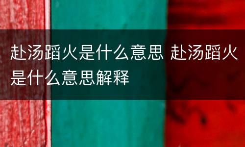 赴汤蹈火是什么意思 赴汤蹈火是什么意思解释