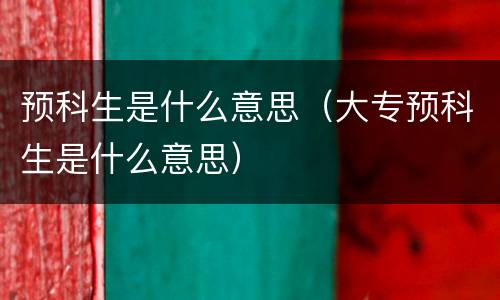 预科生是什么意思（大专预科生是什么意思）