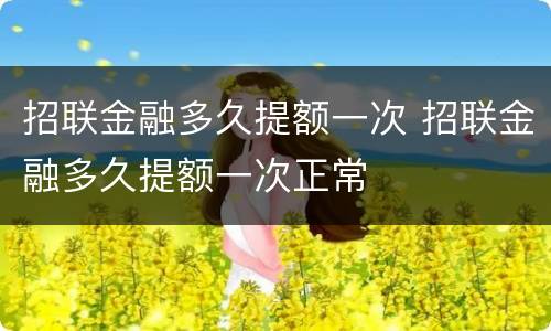 招联金融多久提额一次 招联金融多久提额一次正常