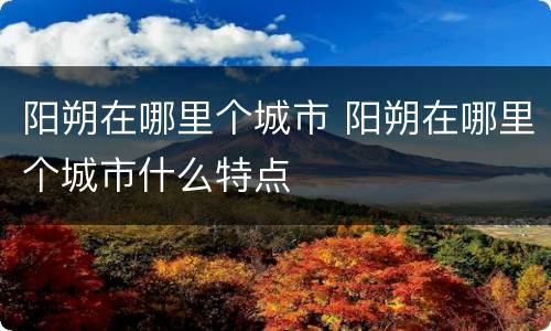 阳朔在哪里个城市 阳朔在哪里个城市什么特点