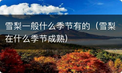 雪梨一般什么季节有的（雪梨在什么季节成熟）