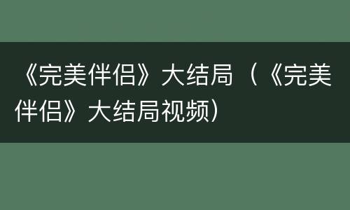 《完美伴侣》大结局（《完美伴侣》大结局视频）