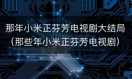 那年小米正芬芳电视剧大结局（那些年小米正芬芳电视剧）