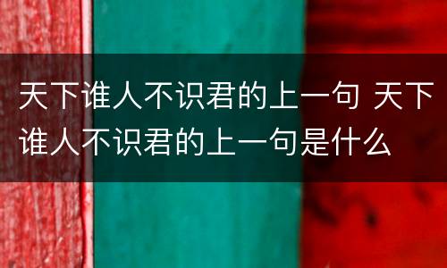 天下谁人不识君的上一句 天下谁人不识君的上一句是什么