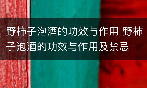 野柿子泡酒的功效与作用 野柿子泡酒的功效与作用及禁忌