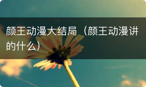 颜王动漫大结局（颜王动漫讲的什么）
