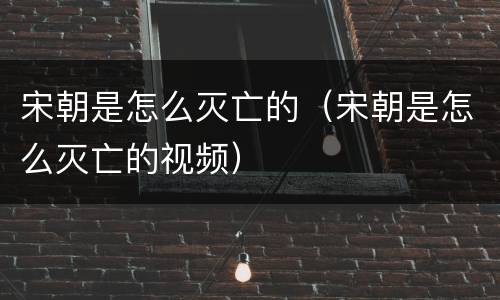 宋朝是怎么灭亡的（宋朝是怎么灭亡的视频）