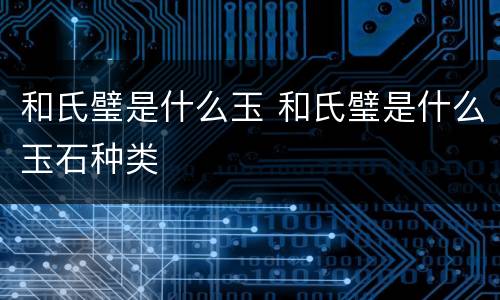 和氏璧是什么玉 和氏璧是什么玉石种类